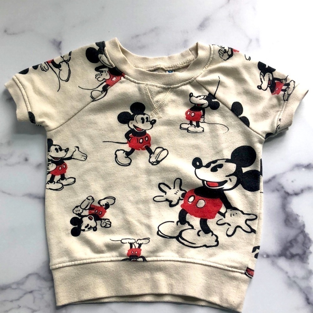 Junk Food X Disney Classic Mickey Mouse Ivory Tee Sweatshirt Unisex Girls 3T